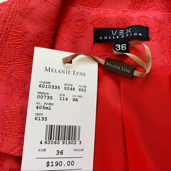 MELANIE Lyne NWT Coral red textured embroidered blazer assorted sizes - Picture 13 of 16